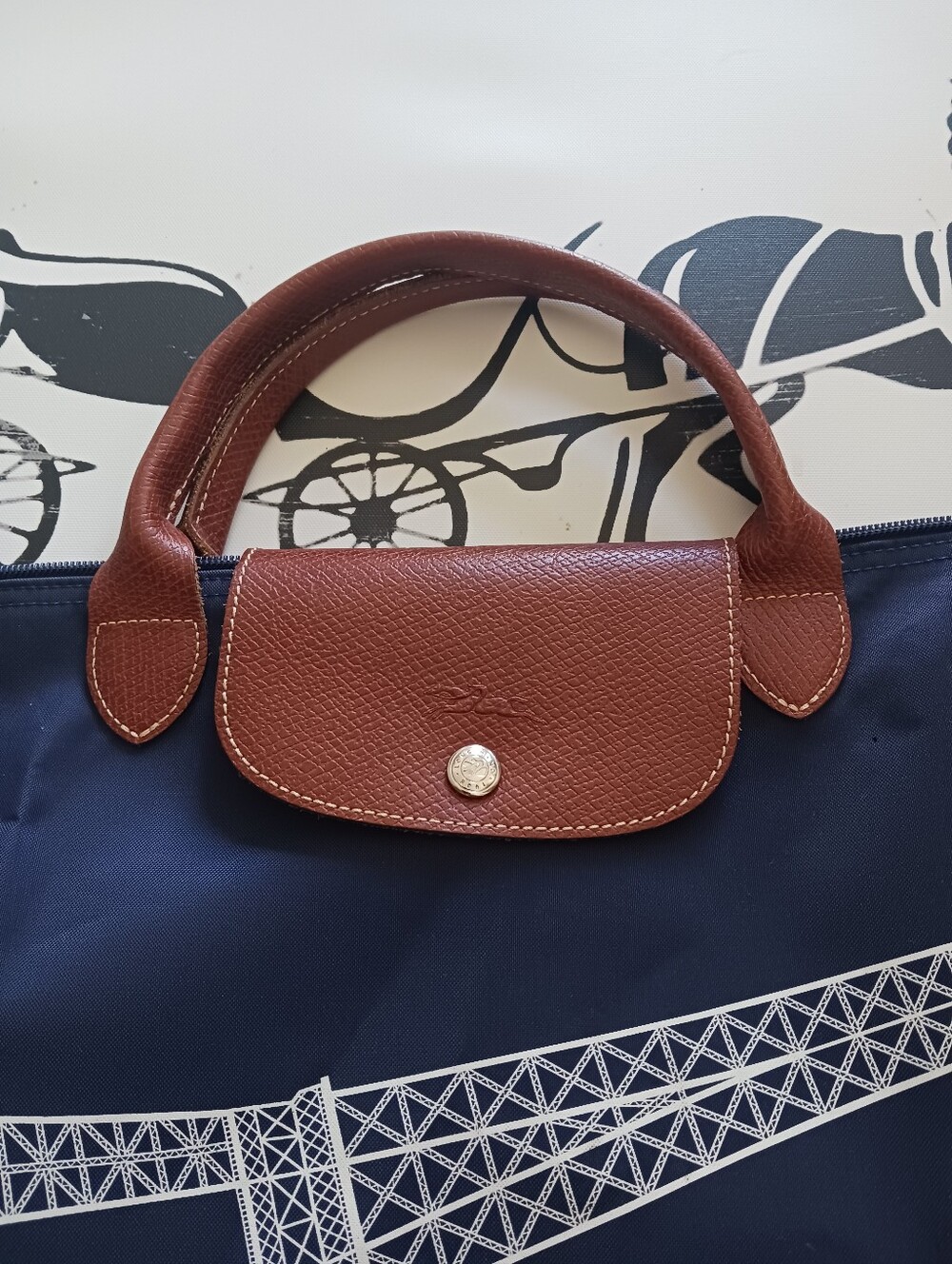 Longchamp Eiffel Tower Blue/ Brown Travel Bag - Picture 2 of 16